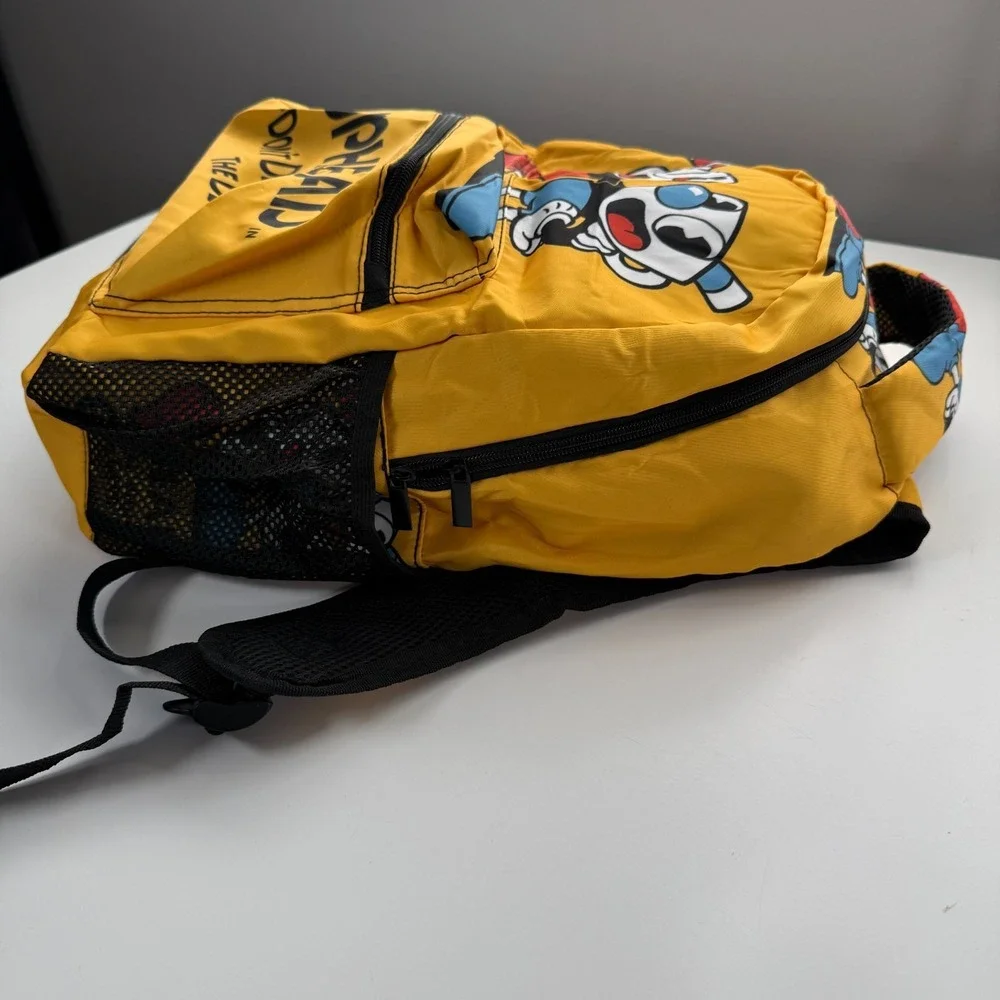 Cuphead And MugMan Loungefly Dont Deal with the Devil Backpack‎ Yellow Full Size